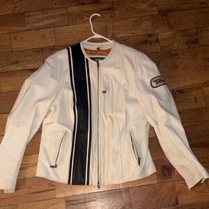 Harley-Davidson White and Black Leather Jacket